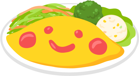 Smiling Omelette Cartoon Plate PNG image