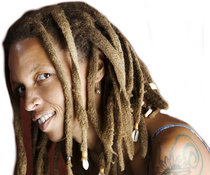 Smiling Personwith Dreadlocksand Tattoo PNG image