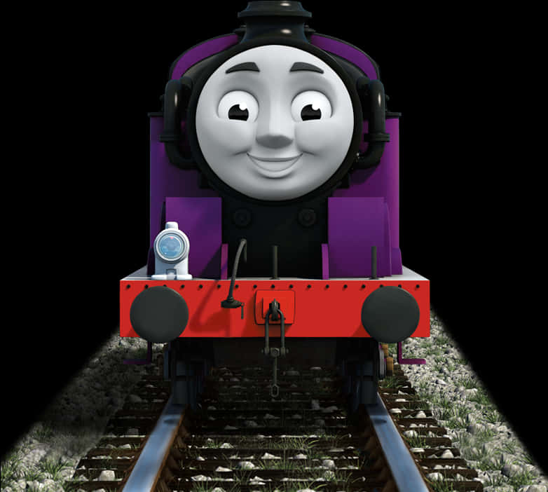 Smiling Purple Train Character PNG image