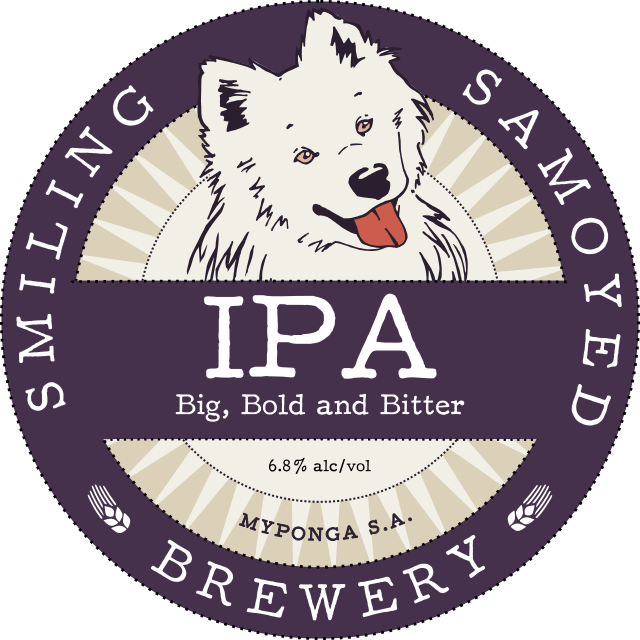 Smiling Samoyed I P A Beer Label PNG image