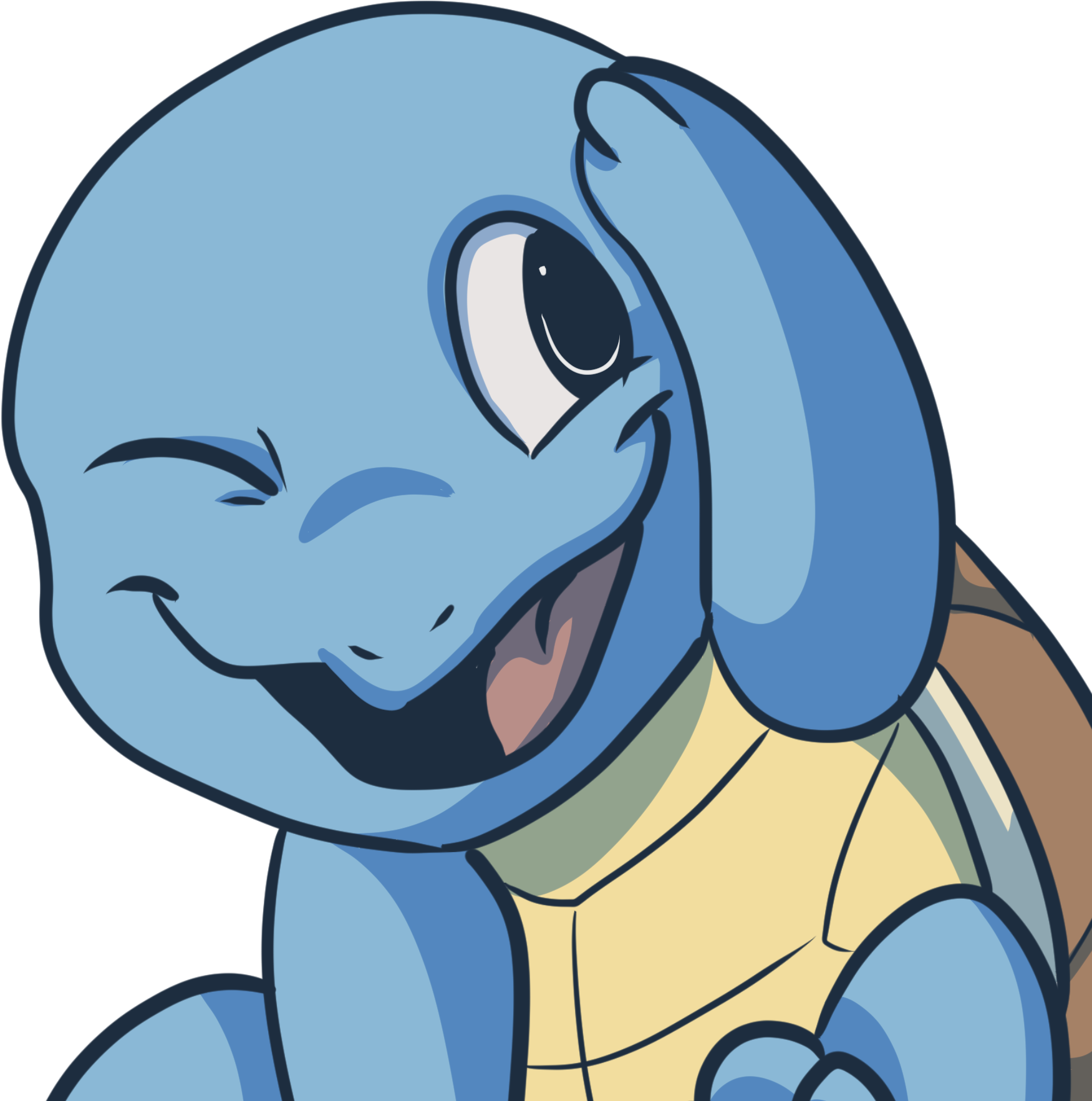 Smiling Squirtle Cartoon Artwork PNG image