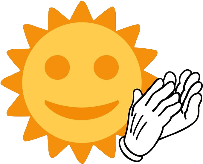 Smiling Sun With Clapping Hands PNG image