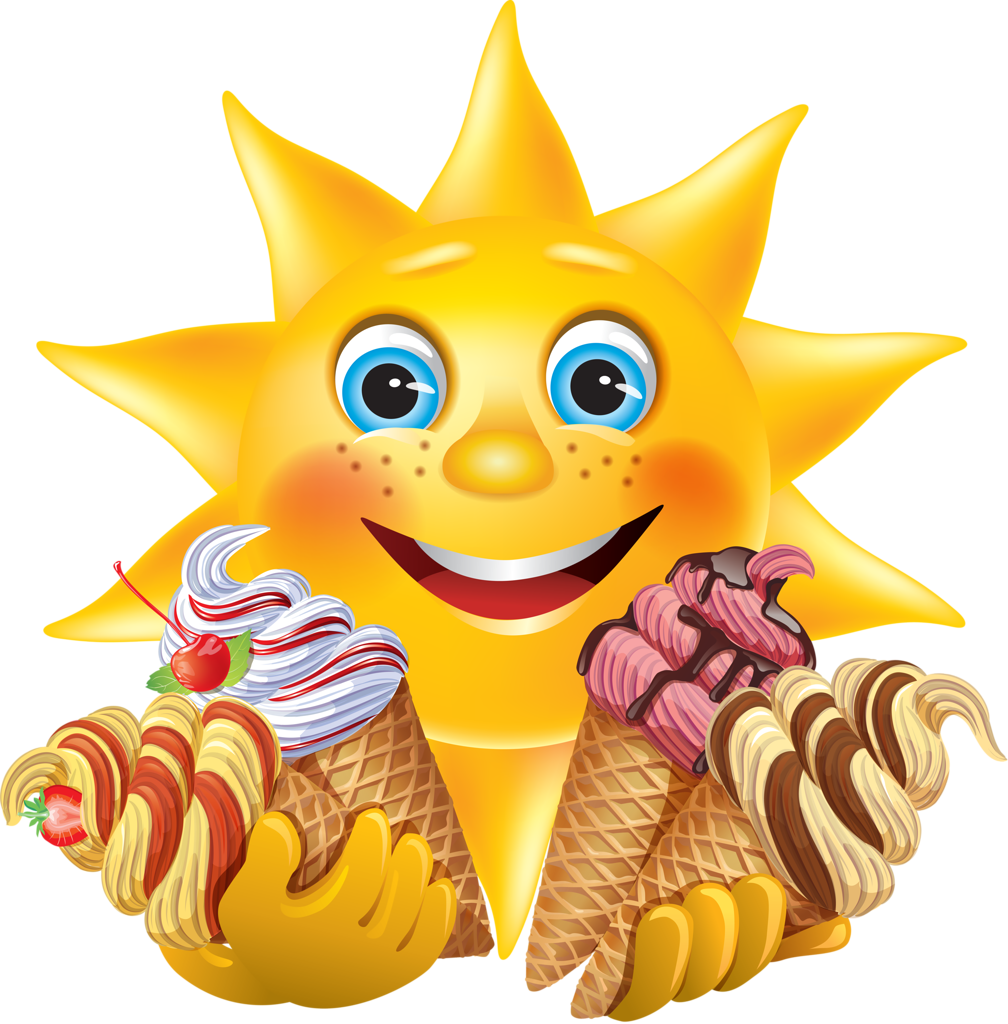 Smiling Sun With Ice Cream Cones PNG image