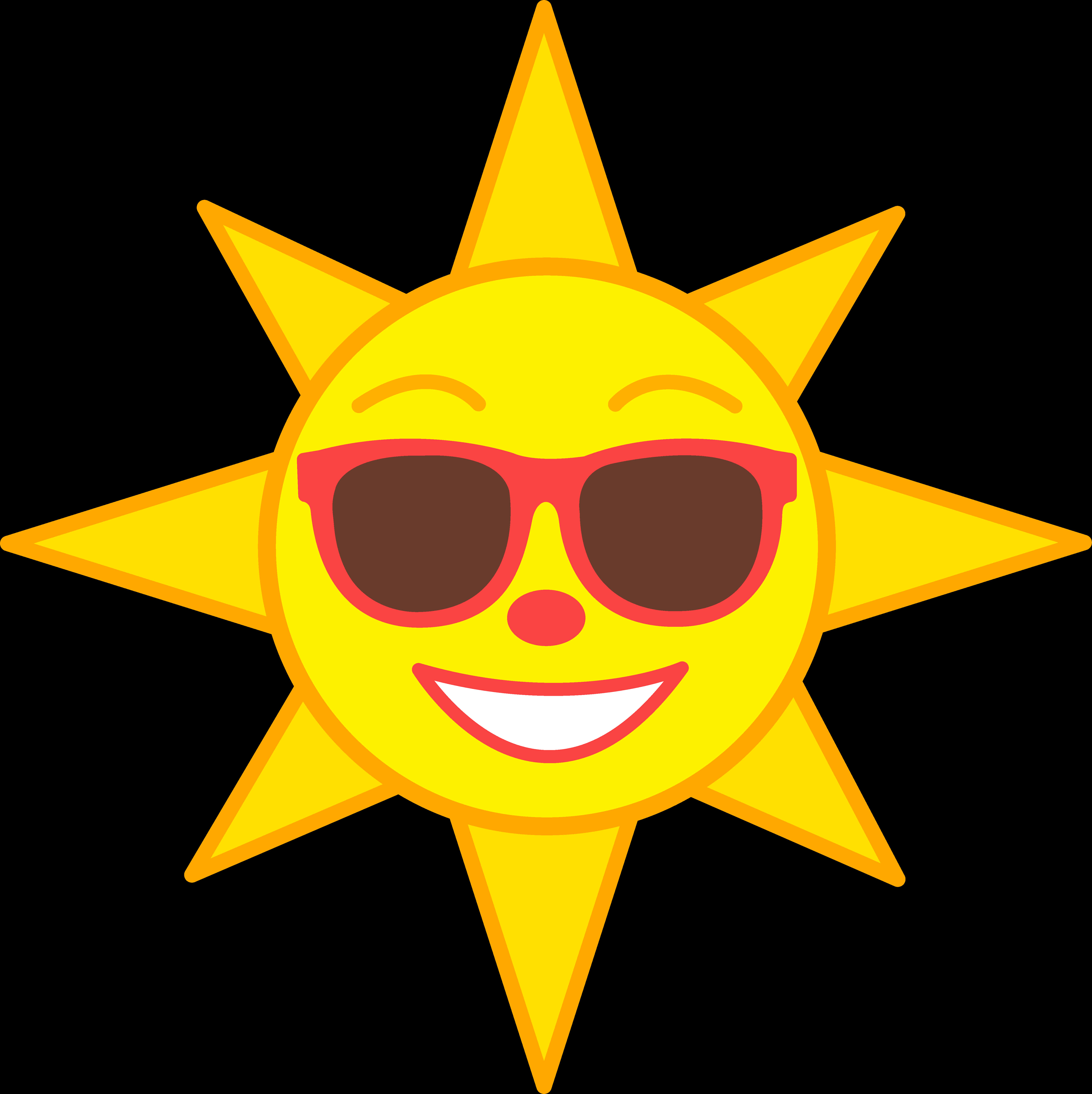 Smiling Sun With Sunglasses Transparent Background PNG image
