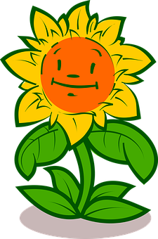 Smiling Sunflower Cartoon PNG image