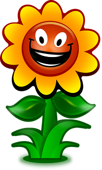 Smiling Sunflower Cartoon PNG image