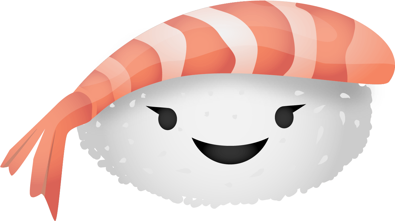 Smiling Sushi Character Illustration PNG image