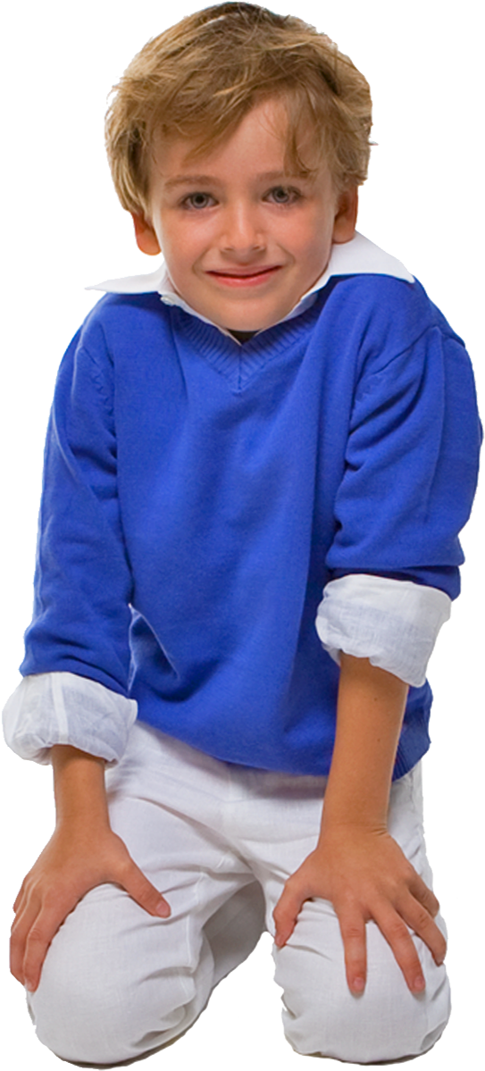 Smiling Toddlerin Blue Sweater PNG image