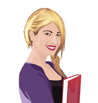 Smiling Woman Holding Book PNG image