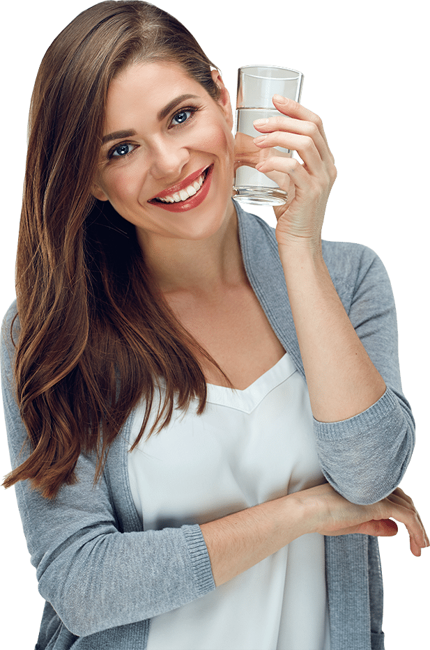 Smiling Woman Holding Glassof Water PNG image