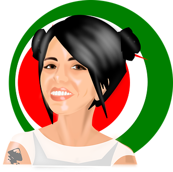 Smiling Woman Italian Flag Background PNG image