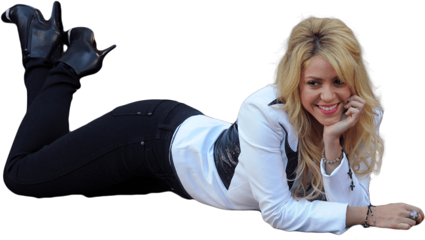 Smiling Woman Lying Down Boots Up.png PNG image