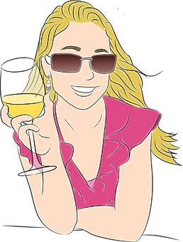 Smiling Woman With Wine Glass Illustration PNG image