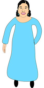 Smiling Womanin Blue Dress PNG image