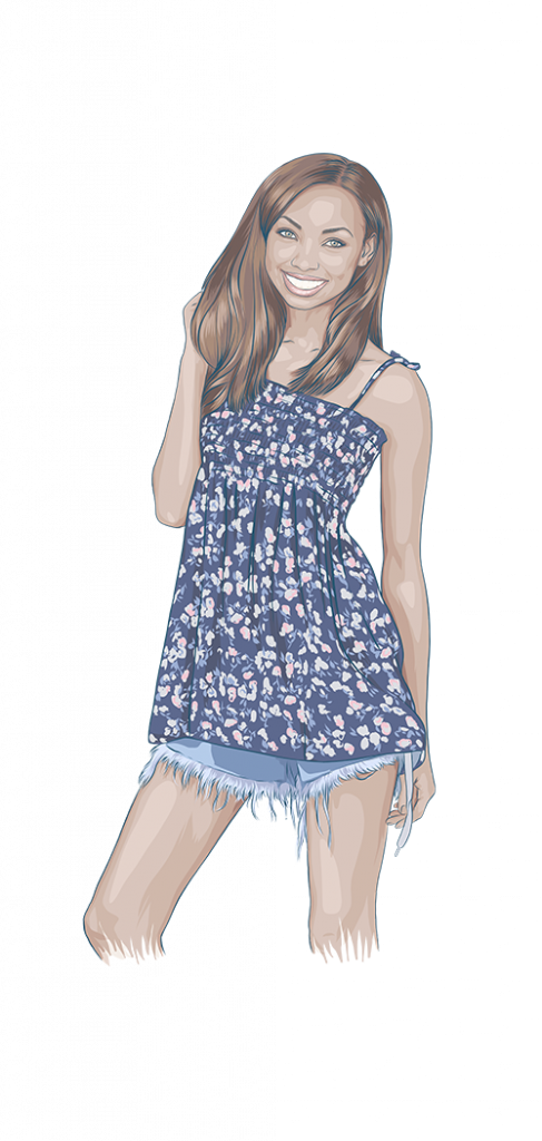 Smiling Womanin Floral Sundress PNG image