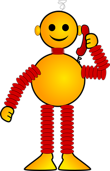 Smiling Yellow Robot Graphic PNG image