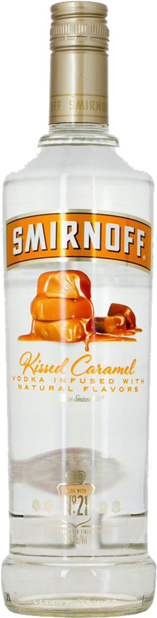 Smirnoff Kissed Caramel Vodka Bottle PNG image