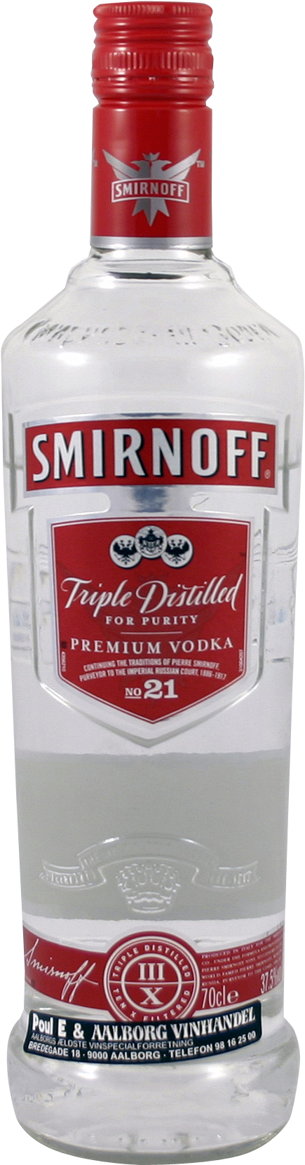 Smirnoff Triple Distilled Premium Vodka Bottle PNG image