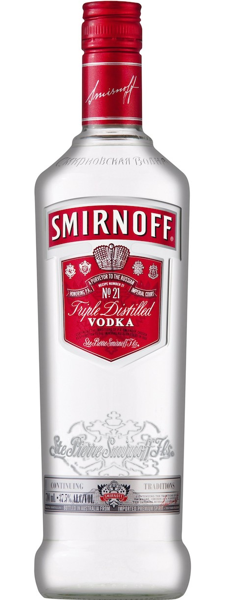 Smirnoff Triple Distilled Vodka Bottle PNG image