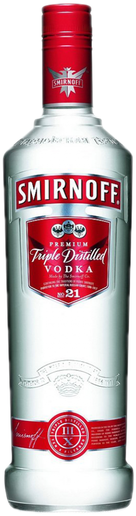 Smirnoff Triple Distilled Vodka Bottle PNG image