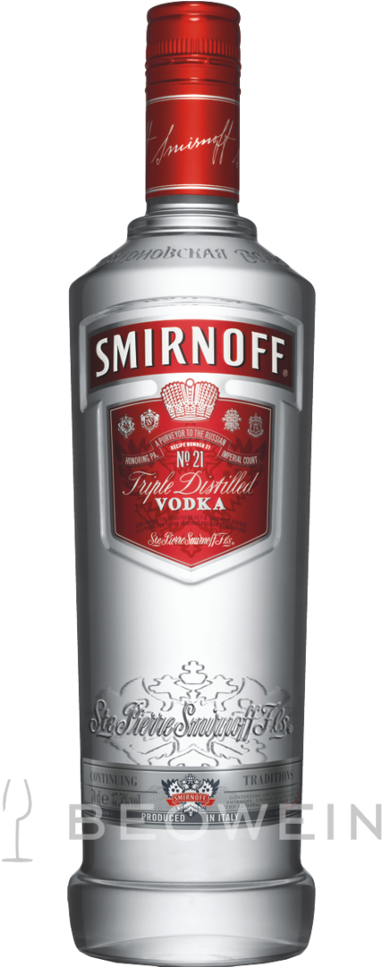 Smirnoff Triple Distilled Vodka Bottle PNG image