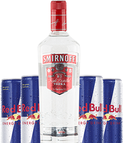 Smirnoff Vodkaand Red Bull Cans PNG image