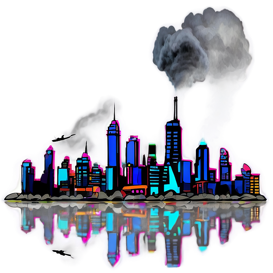 Smokey City Skyline Png Khv97 PNG image