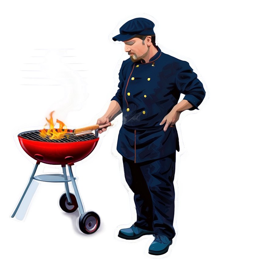 Smoking Chef With Bbq Png Pkw PNG image