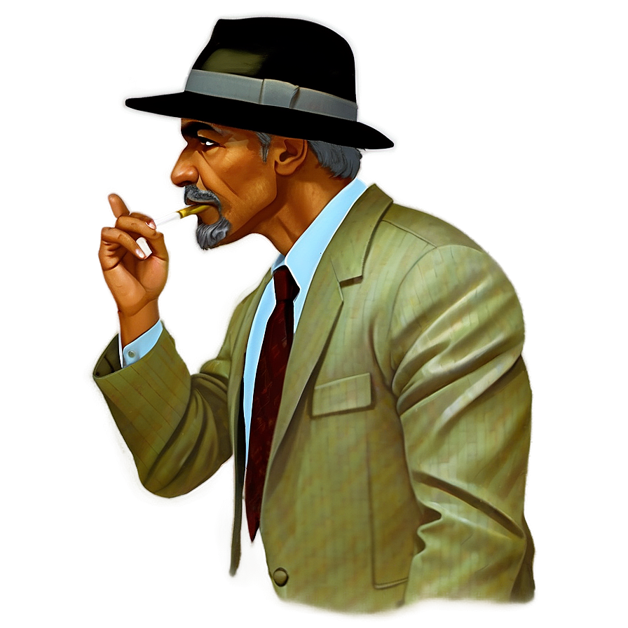 Smoking Detective Character Png 05232024 PNG image