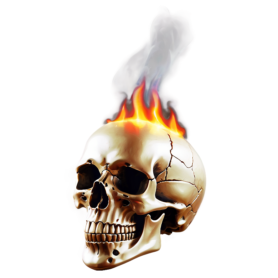 Smoking Flaming Skull Png Ywb95 PNG image