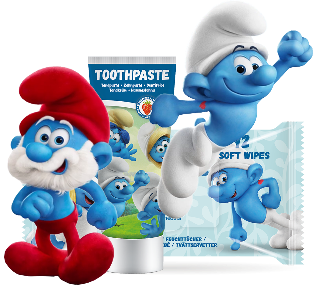 Smurfs Promoting Hygiene Products PNG image