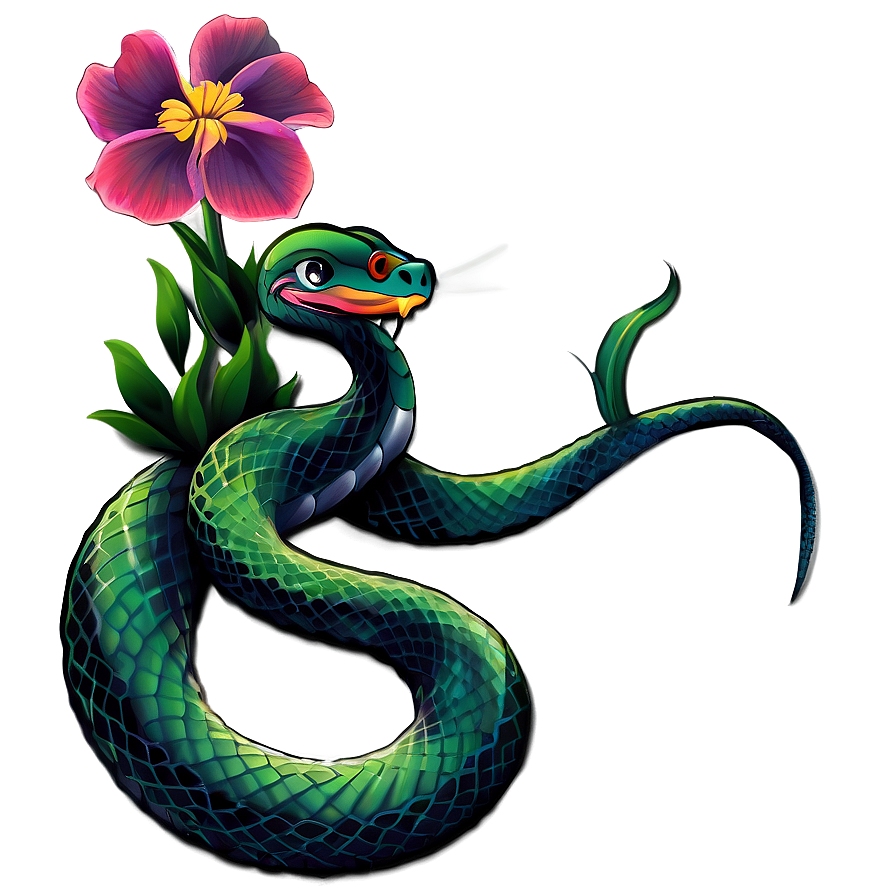 Snake Tattoo With Flowers Png 36 PNG image