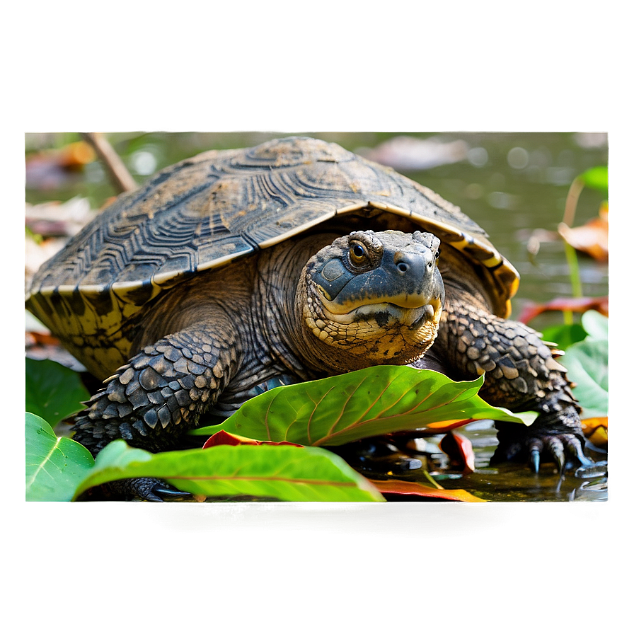 Snapping Turtle Camouflaged In Leaves Png Cju PNG image