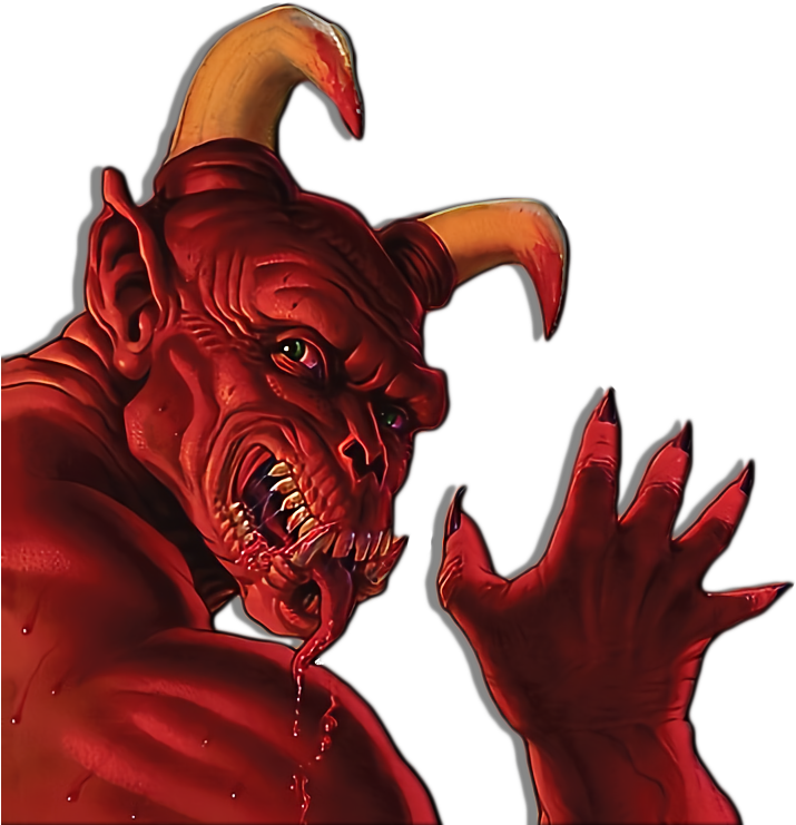 Snarling Red Demon Illustration PNG image