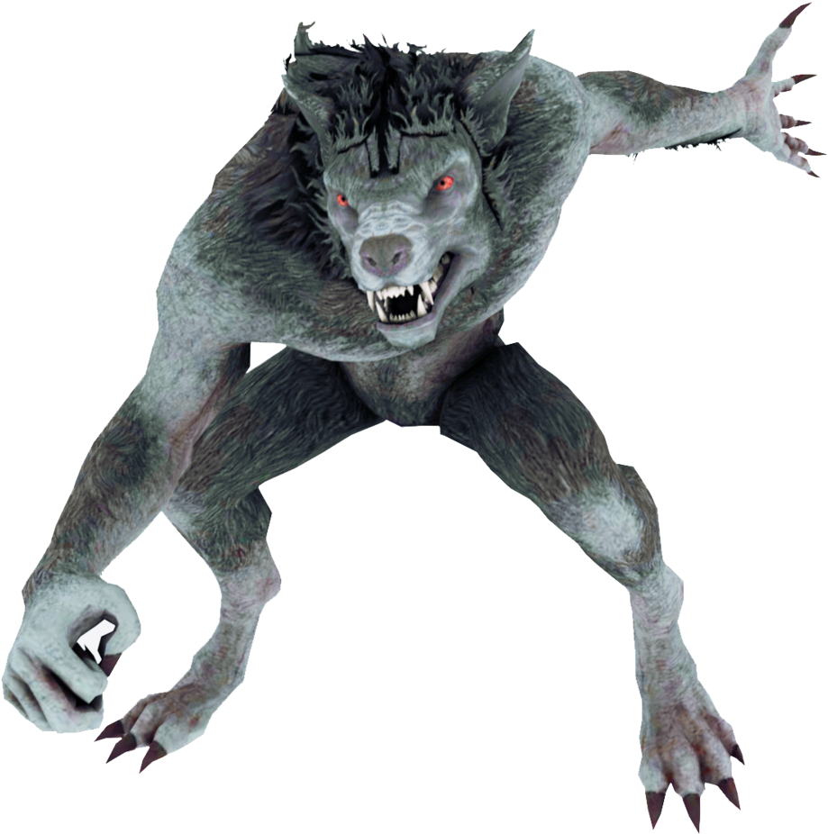 Snarling Werewolf Attack Pose PNG image