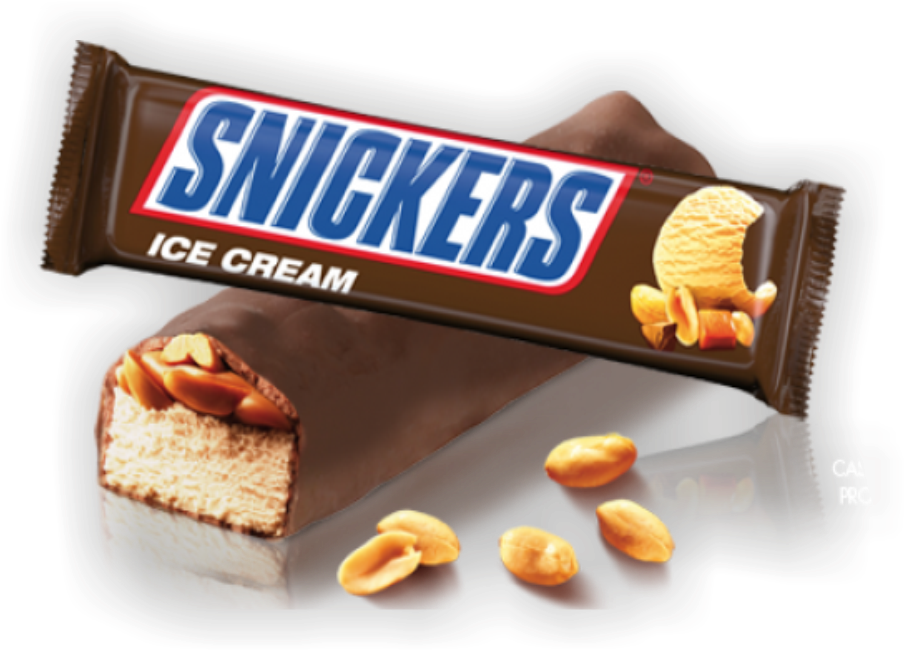 Snickers Ice Cream Bar Product Showcase PNG image