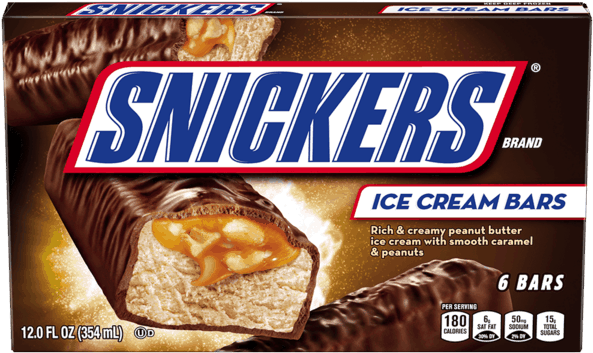 Snickers Ice Cream Bars Product Packaging PNG image