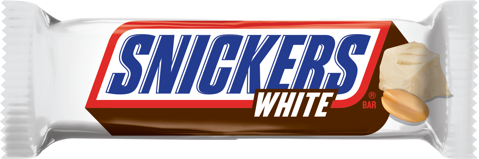 Snickers White Chocolate Bar Packaging PNG image