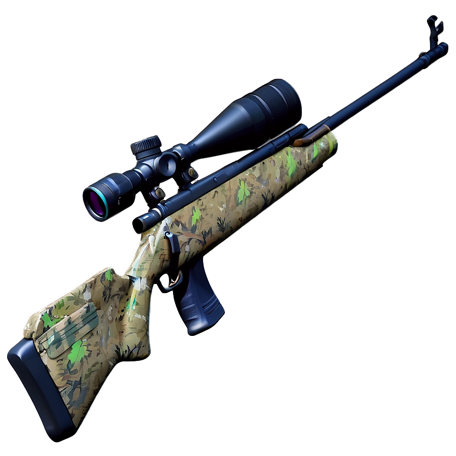 Sniper Rifle With Ghillie Wrap Png Vqy76 PNG image