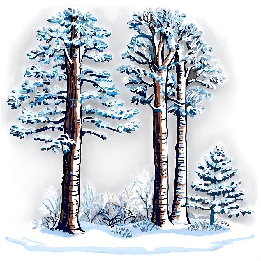 Snow Blanketed Forest Trees Png 06292024 PNG image