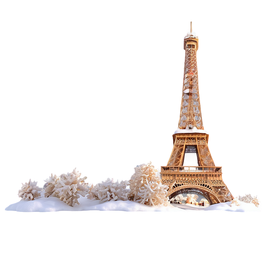 Snow-covered Eiffel Tower Png 05212024 PNG image