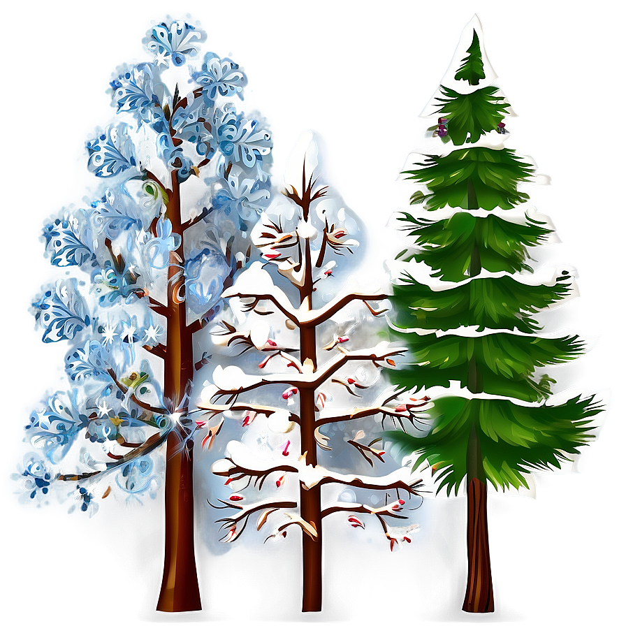 Snow Decorated Trees Png 06292024 PNG image