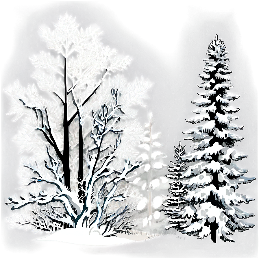 Snow Kissed Trees Png 06292024 PNG image