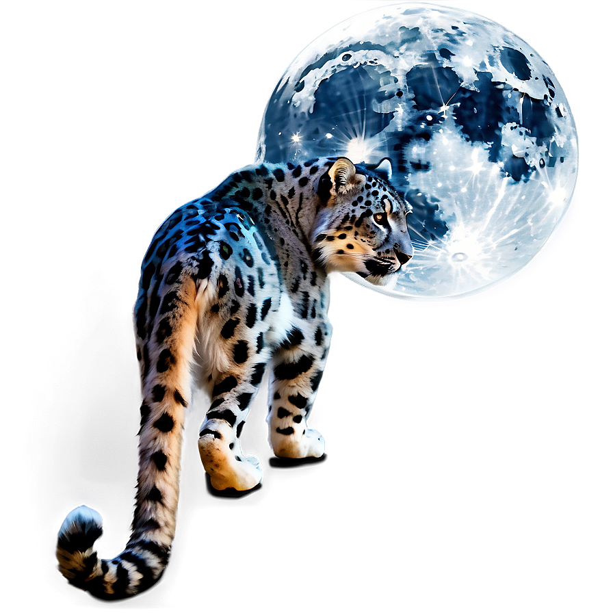 Snow Leopard In Moonlight Png Fvy24 PNG image