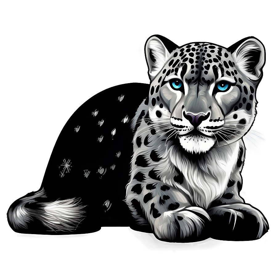 Snow Leopard Vintage Illustration Png 22 PNG image