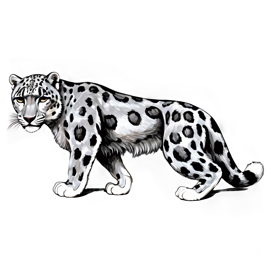 Snow Leopard Vintage Illustration Png Eno PNG image