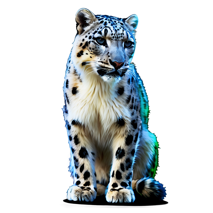 Snow Leopard With Northern Lights Png Vqe43 PNG image