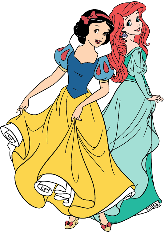 Snow Whiteand Ariel Friends Illustration PNG image