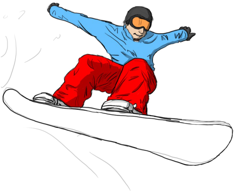 Snowboarder Carving Turn Illustration PNG image