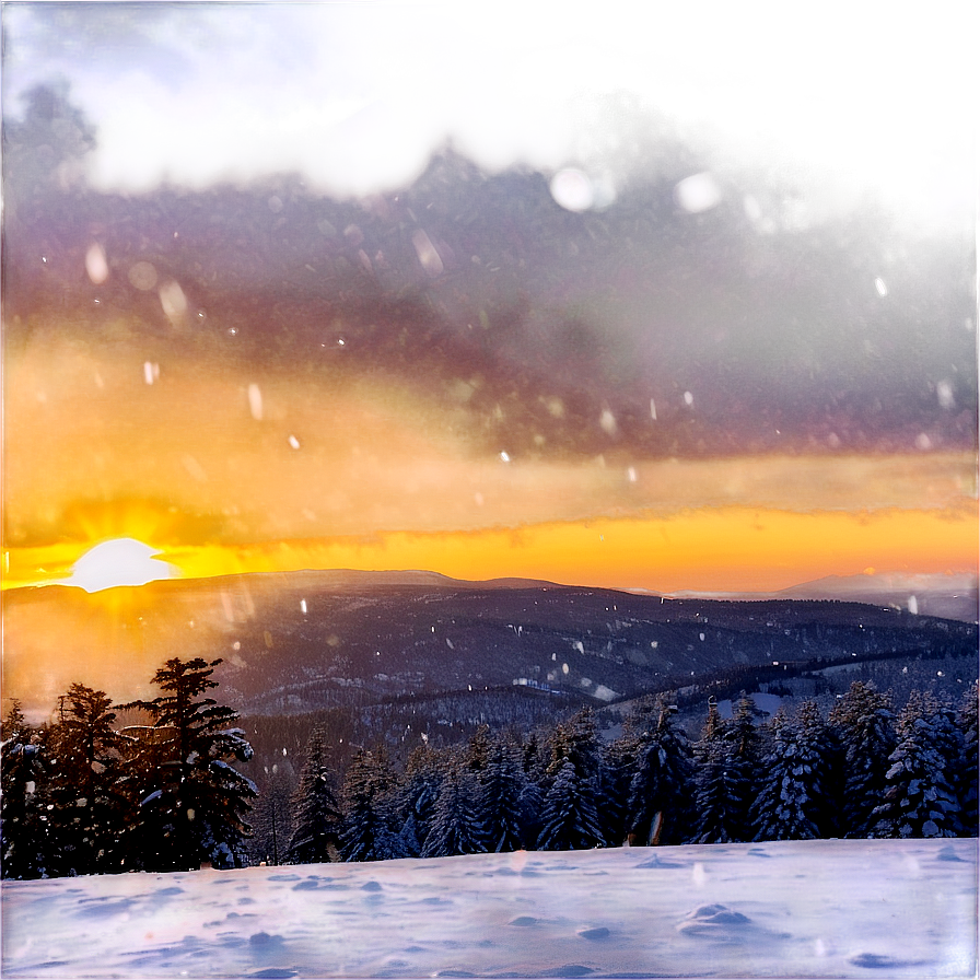 Snowfall At Sunrise Png Agj PNG image